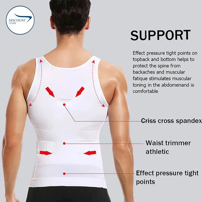 Men’s Compression Tank Top Shapewear Slim Fit Body Support Vest